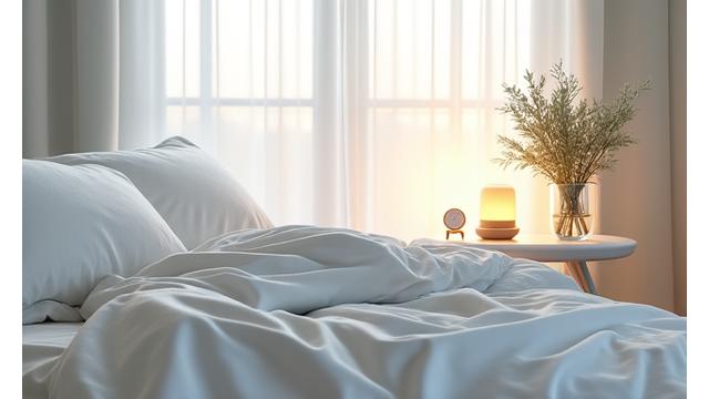Cozy bedroom with gentle morning light
