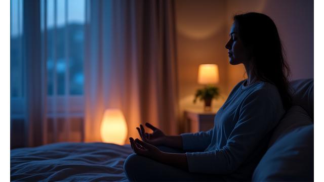 Someone meditating with a wearable tech device