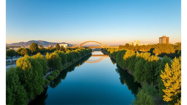 View of Sacramento skyline with clear sky and parks